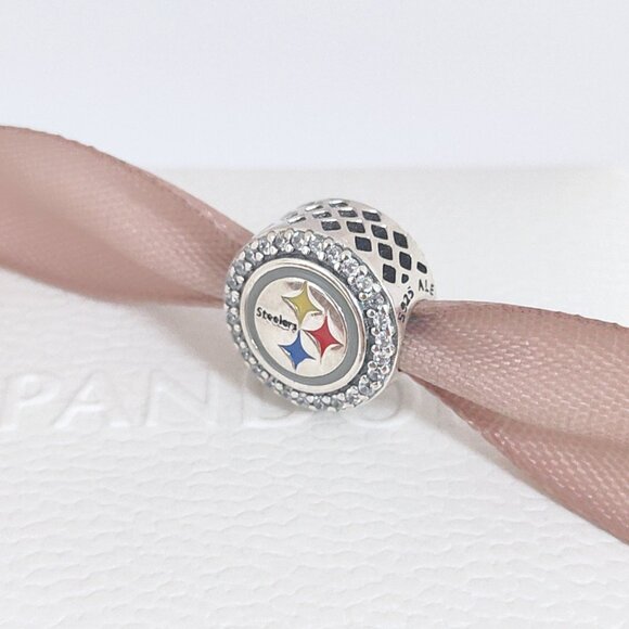 Pandora Pittsburgh Steelers NFL Logo Charm Bead S925 Silver with box - Picture 1 of 8